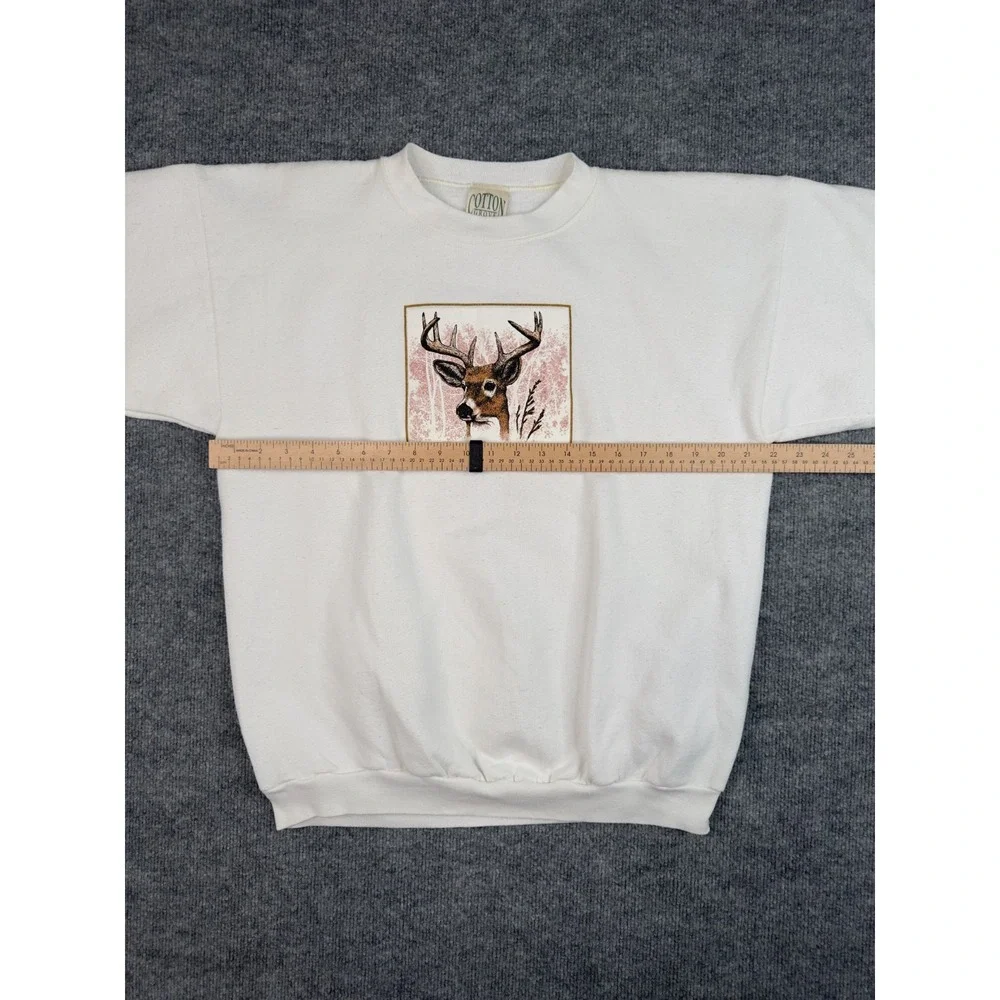 Vintage 1993 Whitetail Deer Crewneck Sweatshirt Made USA Cotton‎ Grove L
